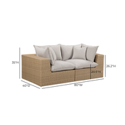 Cali 80" Performance Fabric & Wicker Outdoor Loveseat