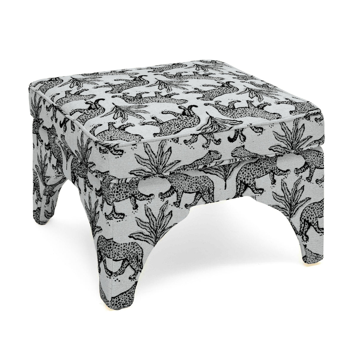 Raji Leopard Performance Jacquard Ottoman